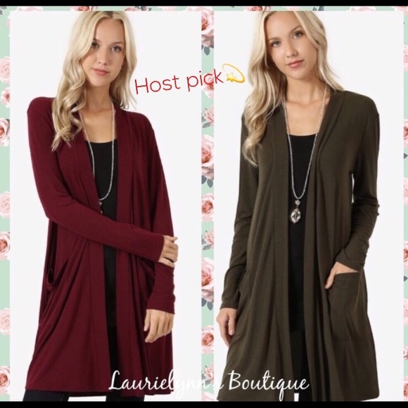 1 day sale! Classic Olive-,HP long sleeve cardigan - Picture 2 of 3